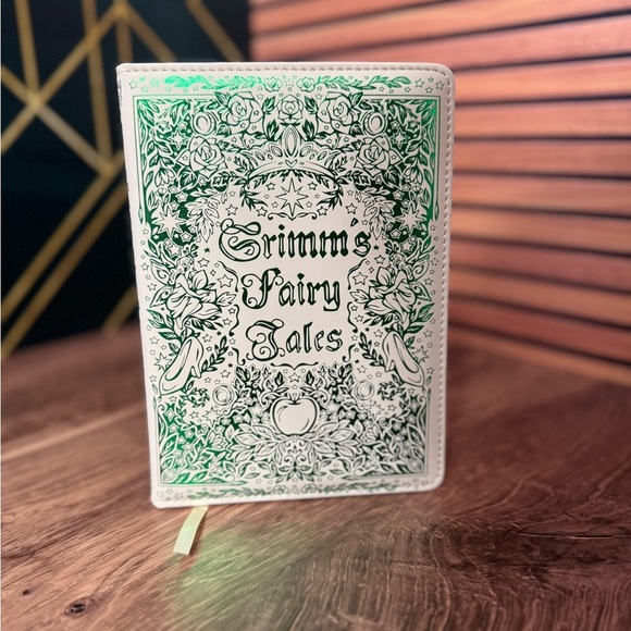 OwlCrate Grimm’s Fairy Tales Journal Cream Faux Leather, Green Foil, Refillable - Picture 1 of 6